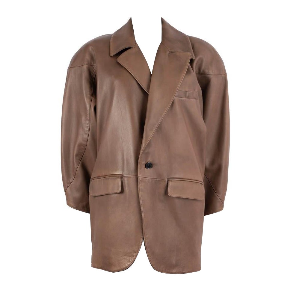 SAINT LAURENT dark brown leather 2023 OVERSIZED Blazer Jacket 38 S For Sale