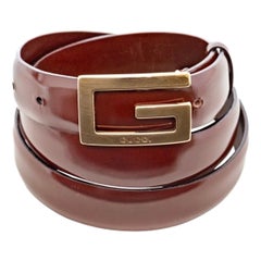 Vintage Gucci Tom Ford Brown and Gold-Tone G Buckle Belt