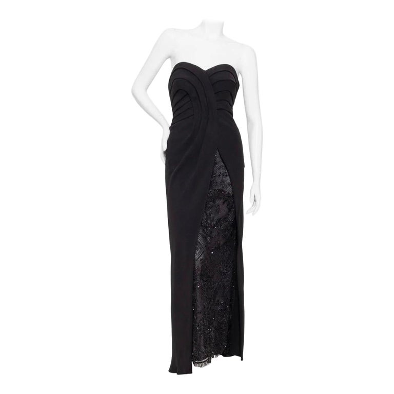 Louis Vuitton® Draped Back Empire Gown Dark Night Blue. Size 36 in