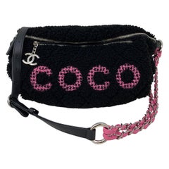 Chanel Coco Black Shearling Bum Bag