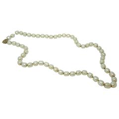 Signed 1950s Miriam Haskell Single Strand Faux Pearl Necklace 10