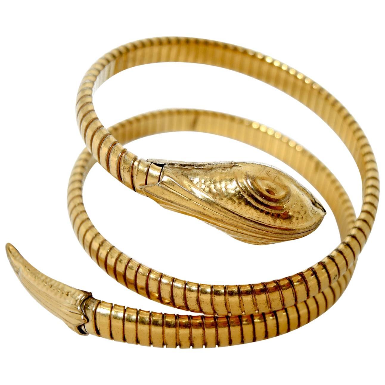 Vintage 1930s Coiled Serpent Bracelet