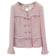 Chanel 14C Pink Double Breasted Tweed Jacket