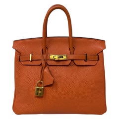 Hermes Orange Birkin 25 Bag 