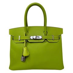 Hermes Lime Birkin 30 Bag 