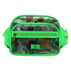 Gucci Fluo Unisex Grüne Gürteltasche aus klarem PVC mit Blumenmuster