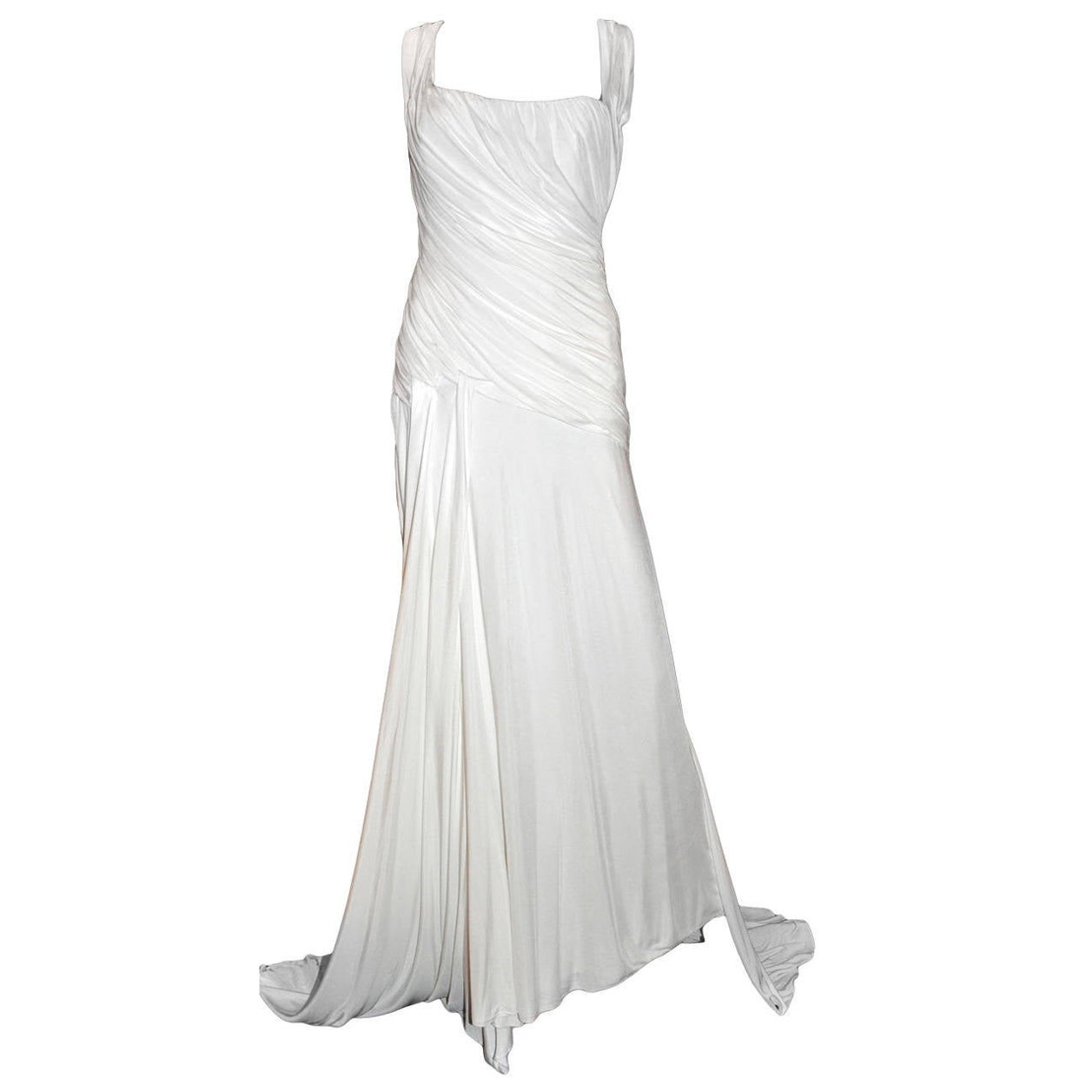 VERSACE WHITE GRECIAN GOWN DRESS Sz IT 40 - US 4/6 For Sale