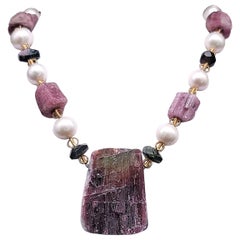 A.Jeschel Tourmaline Specimen bold pendant necklace