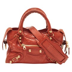 Balenciaga Rust Orange Leather Mini RGH City Bag