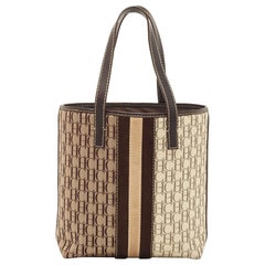 Carolina Herrera Brown/Beige Monogram Canvas and Leather Bucket Tote