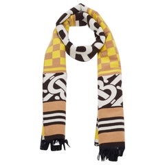 Burberry Multicolor Checkboard Football Patterned Cashmere Scarf