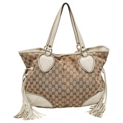 Gucci Off White/Beige GG Canvas and Leather Tribeca Tote