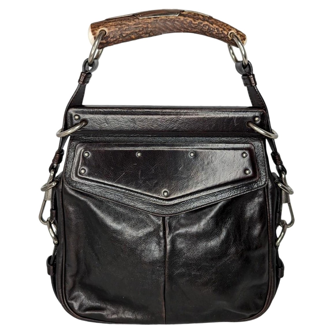 Saint Laurent Uptown Textured-leather Shoulder Bag - Neutrals