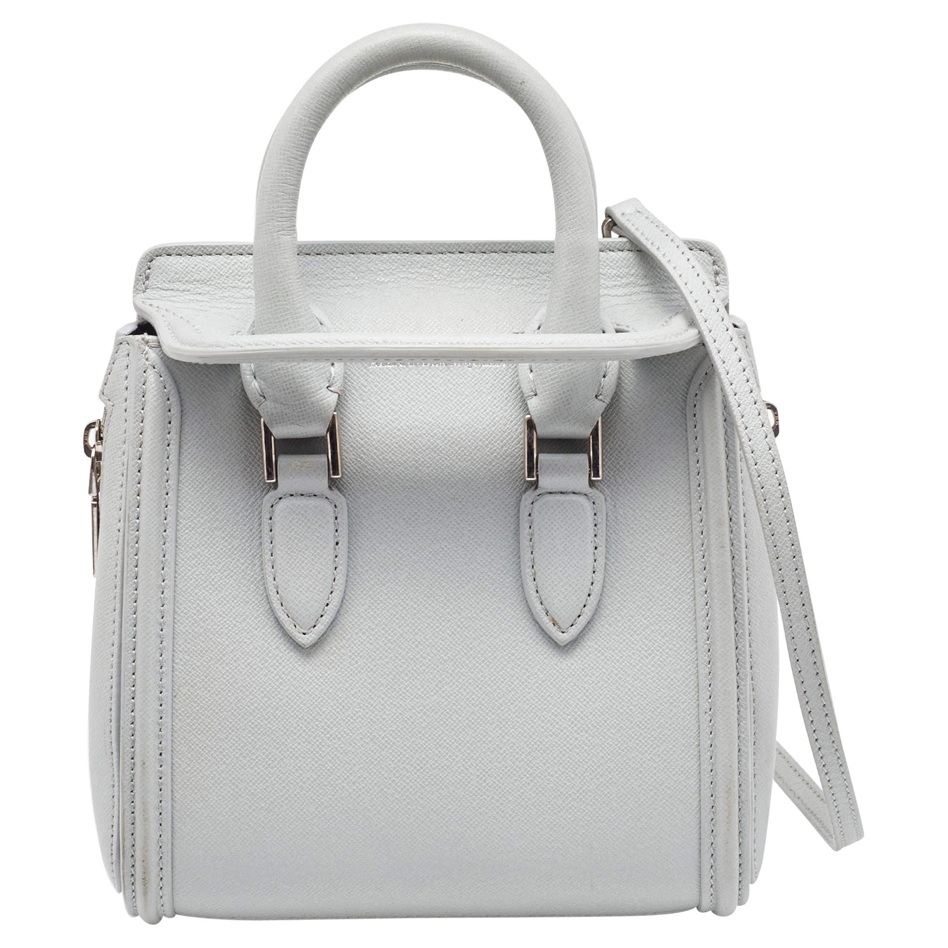 Alexander McQueen Grey Leather Mini Heroine Bag For Sale