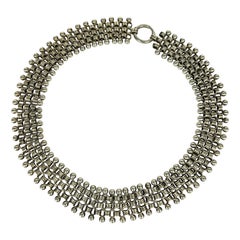 Elegant Victorian Silver Mesh Link Necklace