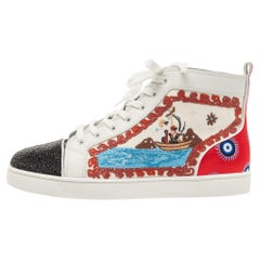 Christian Louboutin Boat Embroidered Canvas and Leather Sneakers Size 44