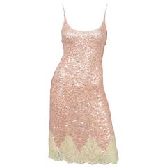 Valentino SS 2003 Sequin with Lace Trim Slip Dress