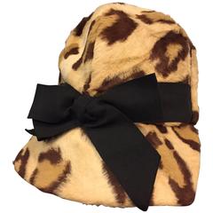 1960s Betmar Faux Leopard Jockey-Inspired Mod Hat at 1stDibs