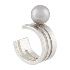 Sterling Silver Triple Line Pearl Ear cuff Earring