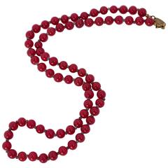 50s Miriam Haskell Red Glass Bead Necklace 12
