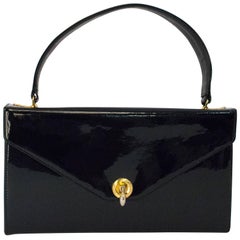 Retro 50s Black Patent Leather Handbag 