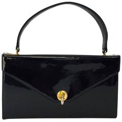 50s Black Patent Leather Handbag 11