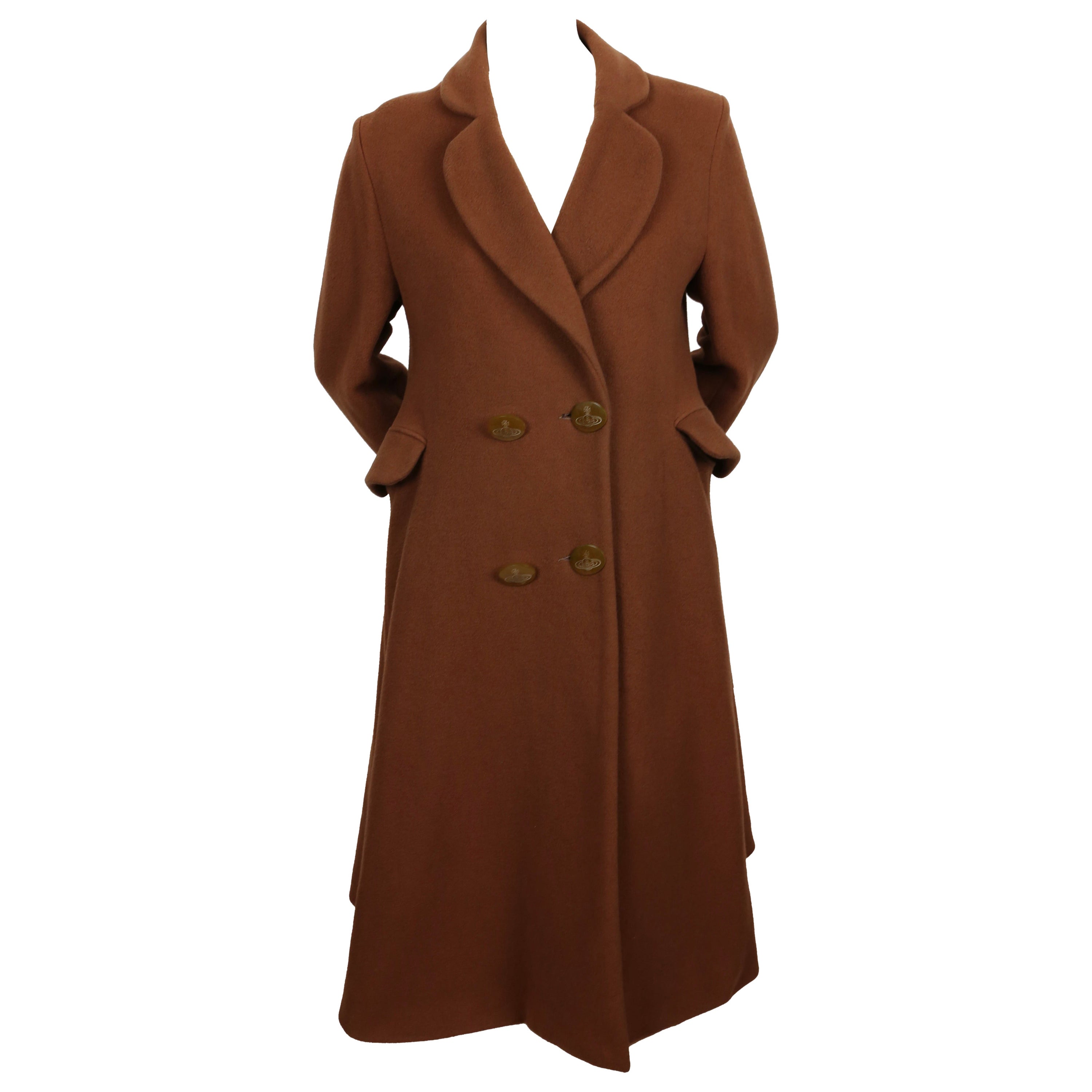 1988 VIVIENNE WESTWOOD 'Time Machine'  cinnabar brown wool coat For Sale