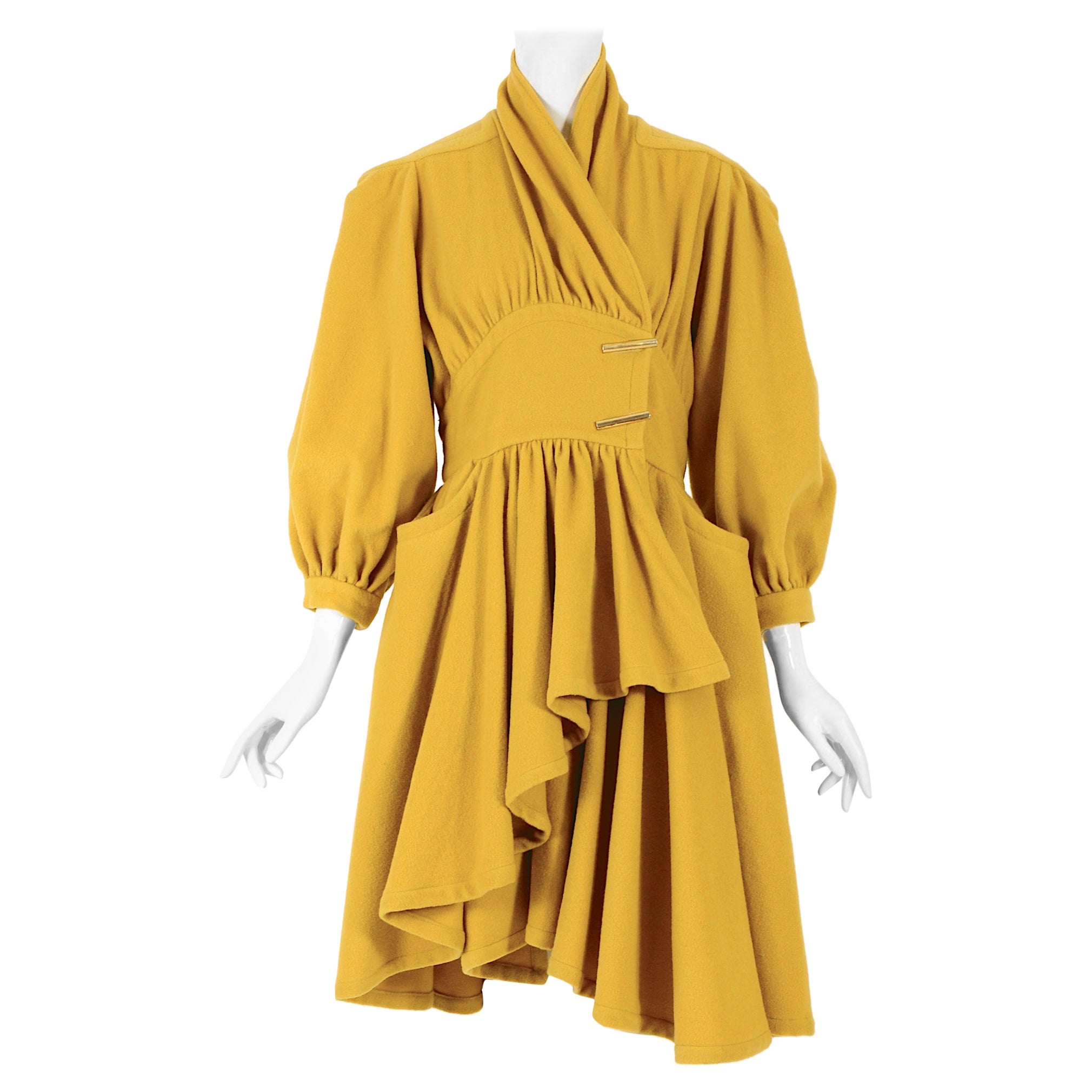 Thierry Mugler F/W 1983 runway collectable mustard yellow wool coat