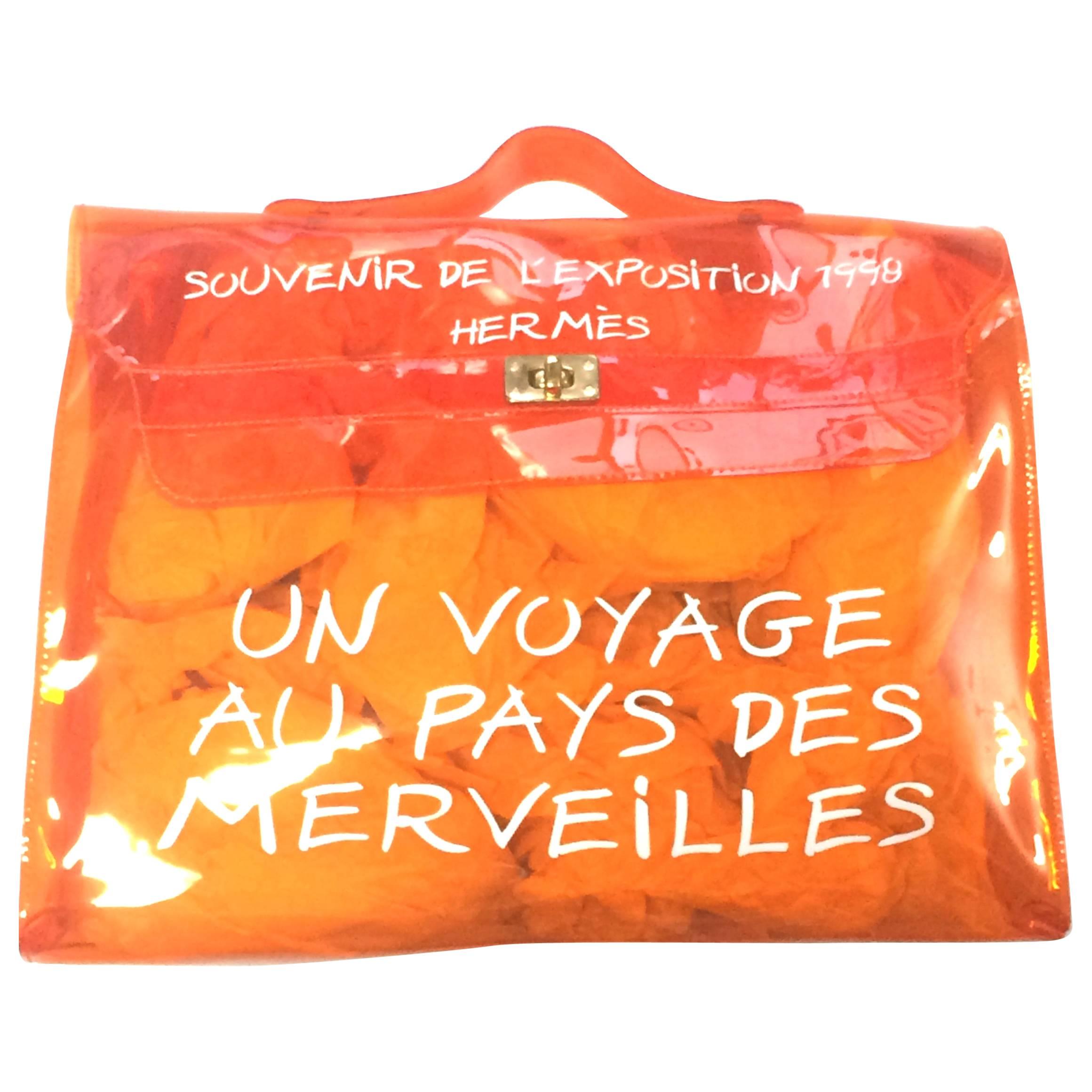 MINT condition. Hermes a rare transparent Vintage orange vinyl Kelly bag. Rare