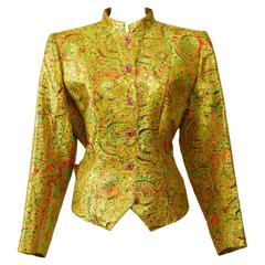 1990s YVES SAINT LAURENT Arabesque Print Golden Lurex Jacket