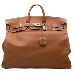 Hermès Gold Brown Togo Leather HAC Birkin 50cm Sac à main