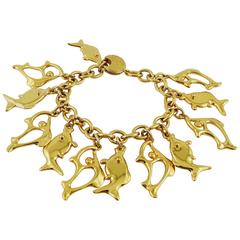 Yves Saint Laurent YSL Vintage Fish Charm Bracelet 4