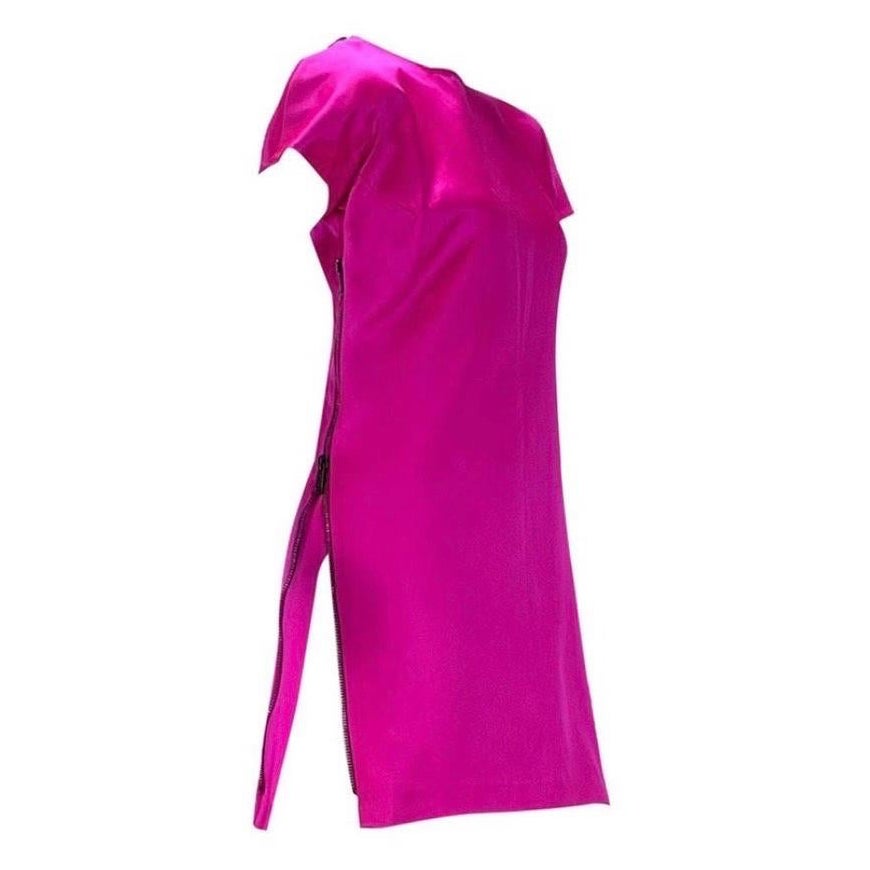 F/W 2001 Vintage Tom Ford for Gucci Hot Pink Dress with Exposed Zipper  For Sale