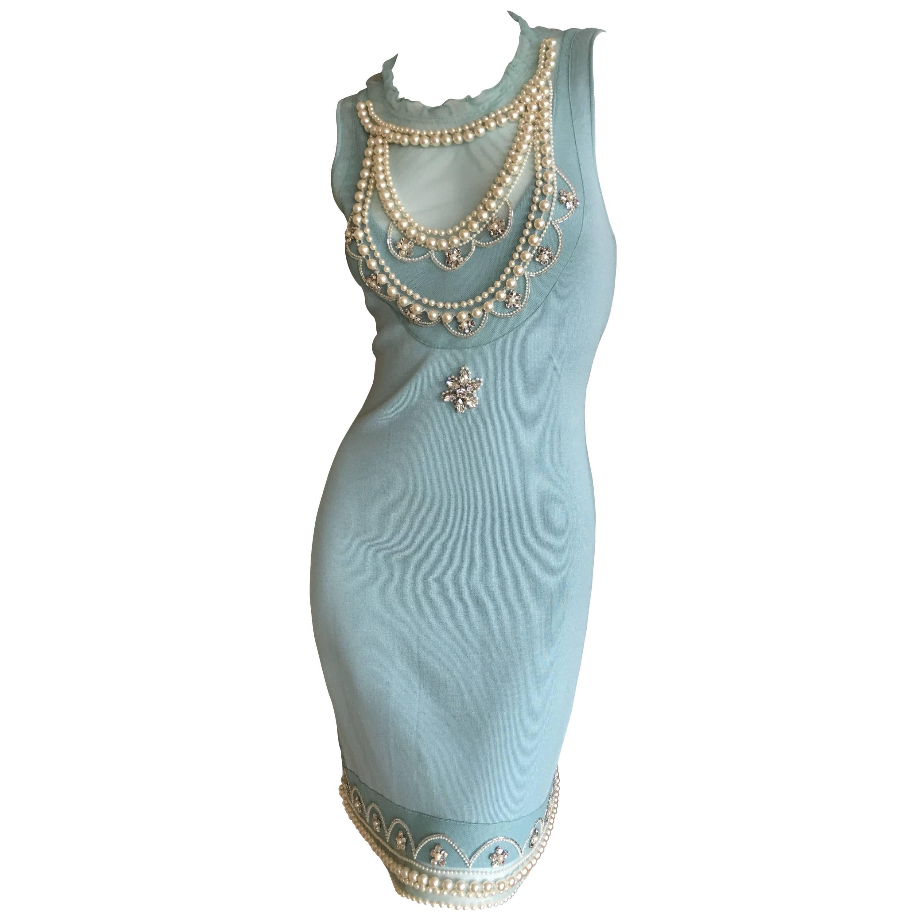 Christian Dior Chic Silk Dress with Lesage Trompe-l'œil Pearl and Crystal Jewels