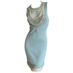 Christian Dior Chic Silk Dress with Lesage Trompe-l'œil Pearl and Crystal Jewels