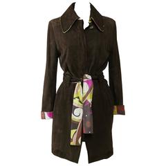 Emilio Pucci Suede Leather Jacket Coat
