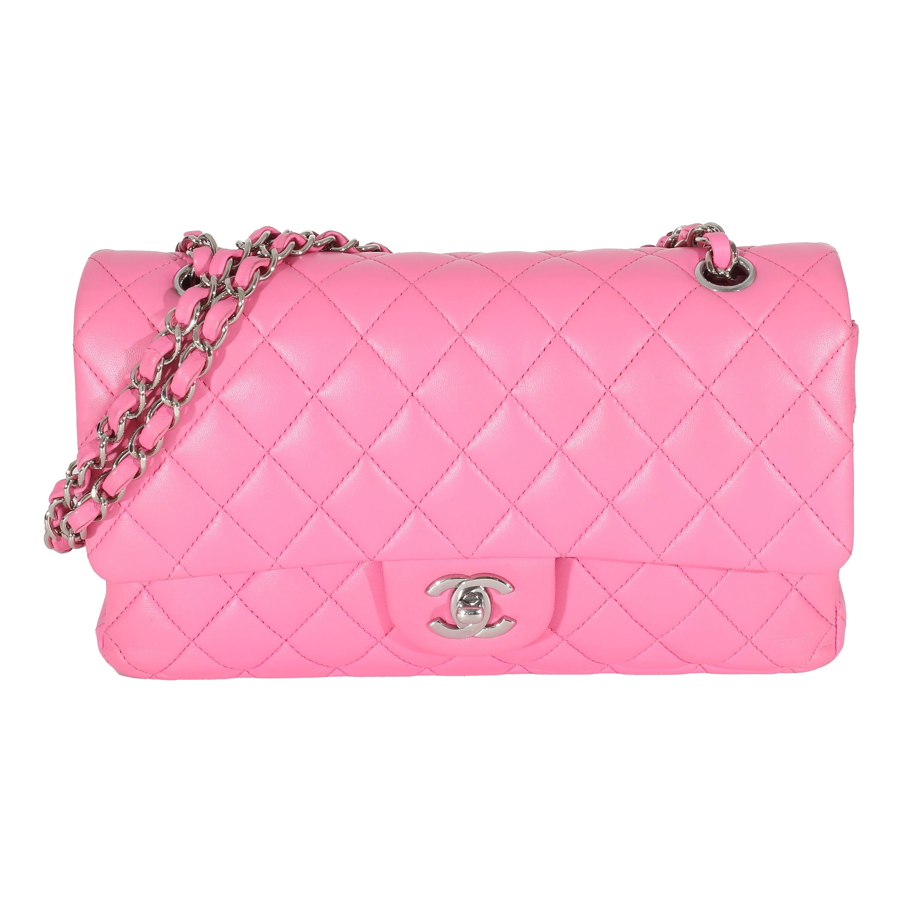 Chanel Pink Quilted Lambskin Medium Classic Double Flap Bag For Sale at ...
