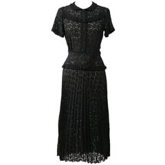 MARC JACOBS Black Lace Pleateds Dress