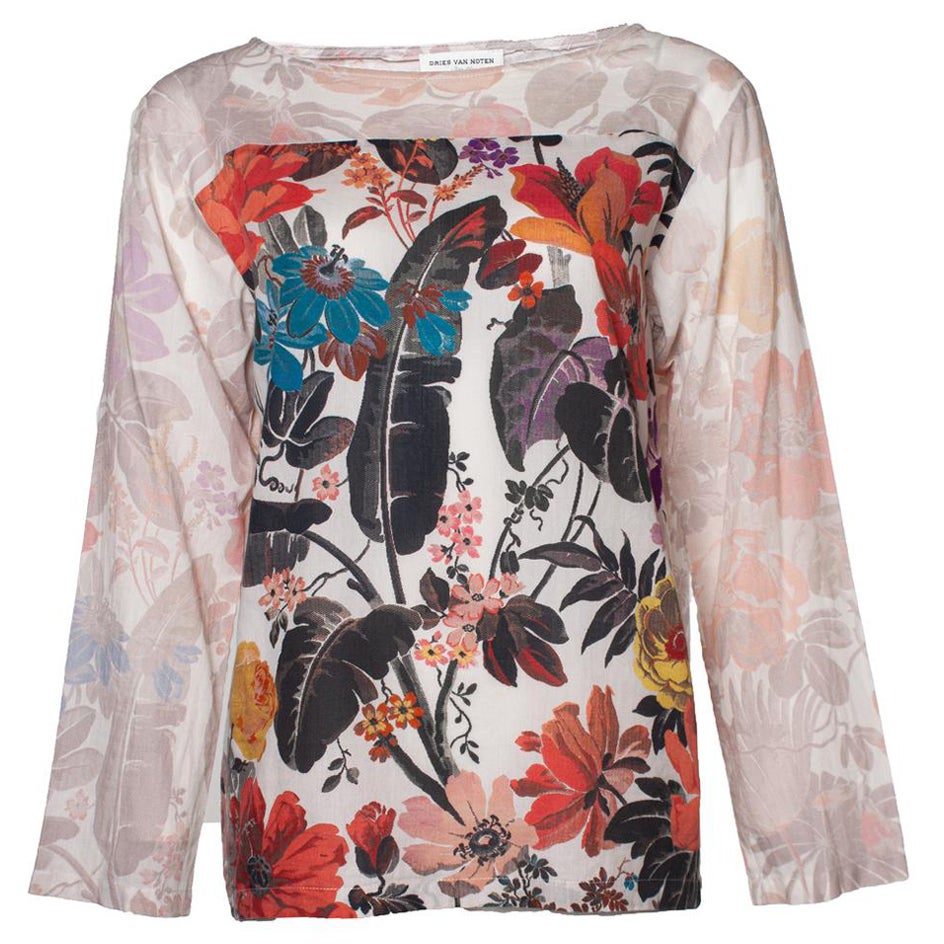 Dries van noten, Floral top with long sleeves For Sale