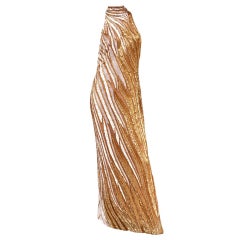 Rare Vintage Bob Mackie Gold Beaded Gown Dress