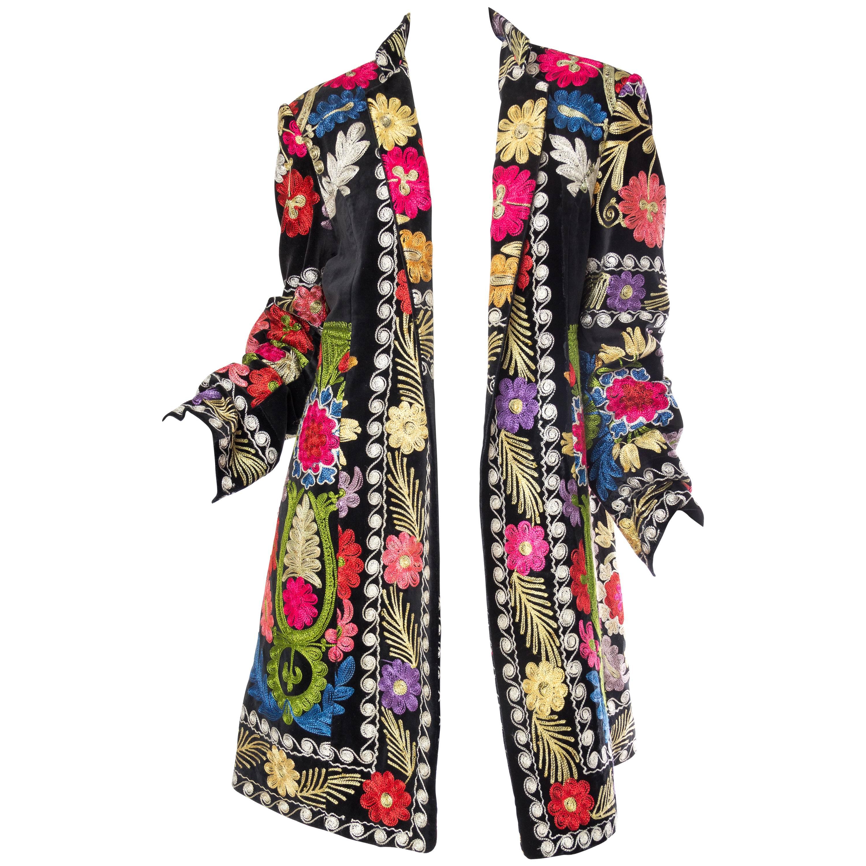 1960s Embroidered Velvet BoHo Coat