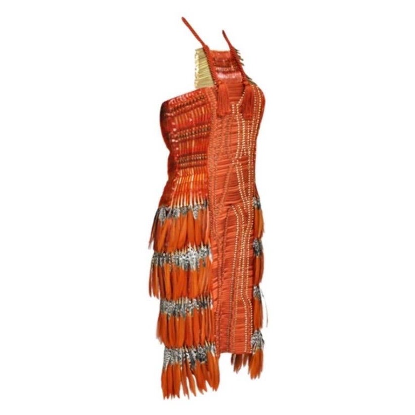 Ikonisches besticktes orangefarbenes Gucci-Kleid mit Federn 38 - 2 neu mit Etikett! im Angebot