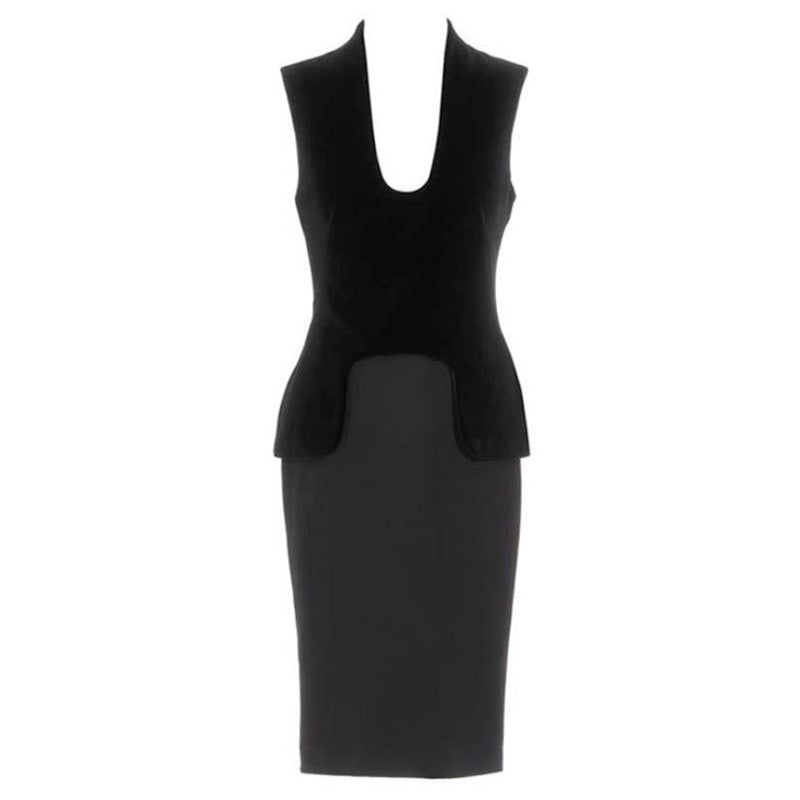 2011 Alexander McQueen Black Velvet Bodice Dress 44 - 8 NWT For Sale