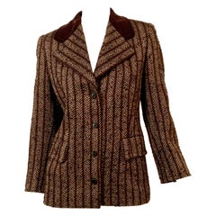 Givenchy Nouvelle Boutique Vintage Herringbone Wool Blazer