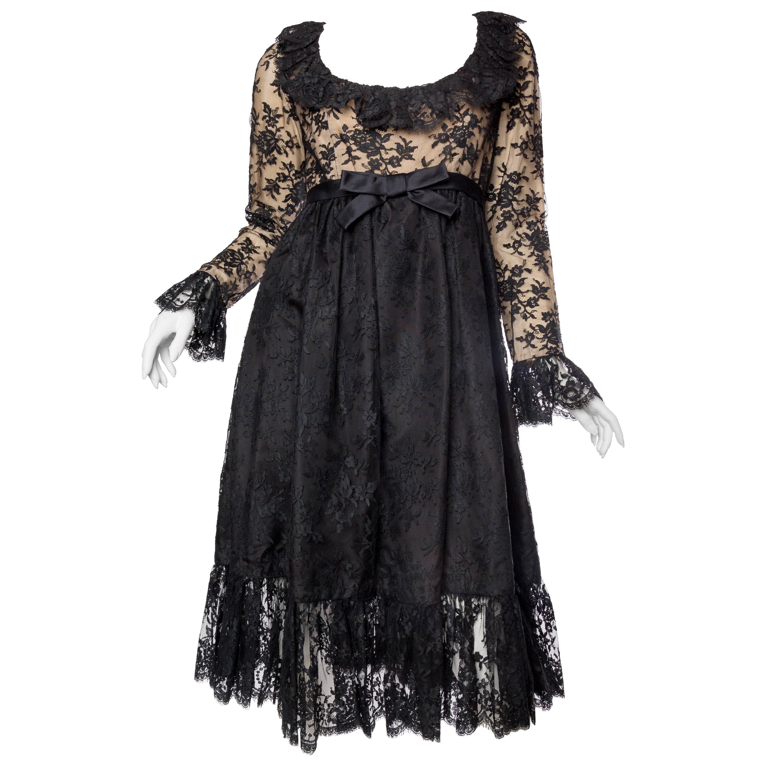 1960s Empire Waist Chantilly Lace Dress