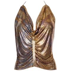 Whiting and Davis Oil Slick Gold Metal Mesh Top
