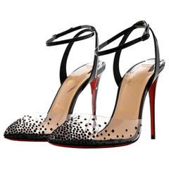 Christian Louboutin Spikaqueen 100 Patent Leather & PVC Pump Sz 38