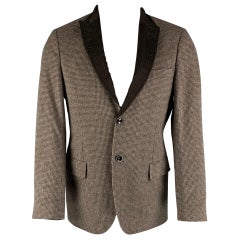 EMPORIO ARMANI Size 40 Grey Charcoal Checkered Angora Sport Coat
