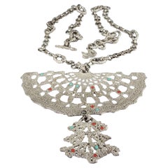 Vintage CHRISTIAN LACROIX Opulent Massive Pendant Cabochon Embellished Necklace