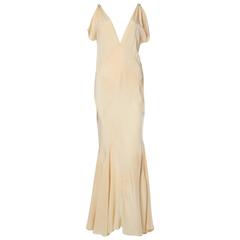 1930s Bias Silk Art Deco Gown with Crystals at 1stDibs